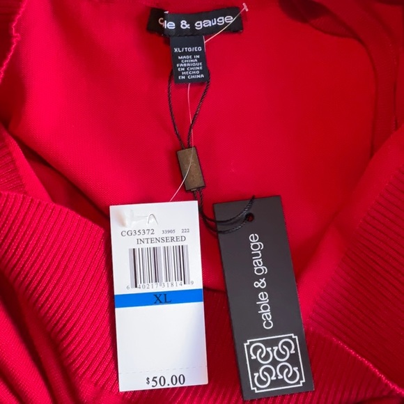 Cable & Gauge Sleeveless Turtleneck in Intense Red Size XL, NWT - Picture 12 of 13
